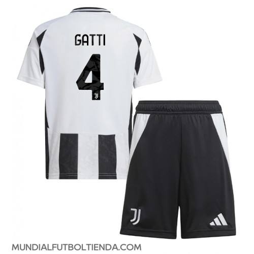 Camiseta Juventus Federico Gatti #4 Primera Equipación Replica 2024-25 para niños mangas cortas (+ Pantalones cortos)